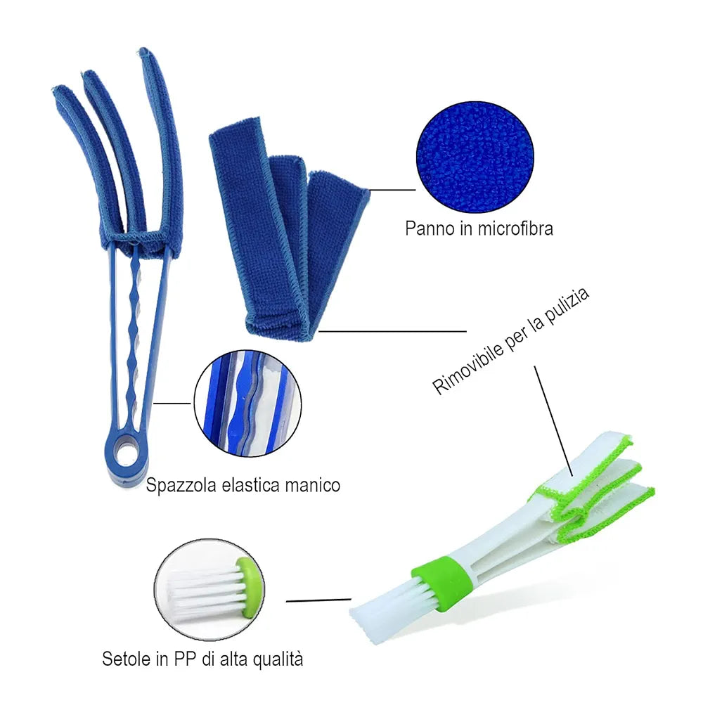 3 Pezzi Pulisci Persiane, Panno in Microfibra Pulisci Persiane Esterne Alluminio, Pulizia Persiane, Spazzola Persiane per Pulizia Tapparelle, Tastiere, Climatizzatore Auto