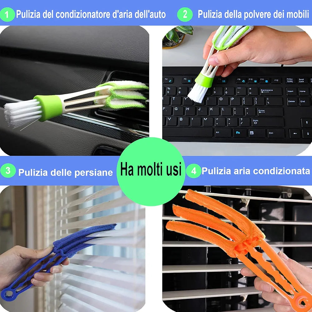 3 Pezzi Pulisci Persiane, Panno in Microfibra Pulisci Persiane Esterne Alluminio, Pulizia Persiane, Spazzola Persiane per Pulizia Tapparelle, Tastiere, Climatizzatore Auto